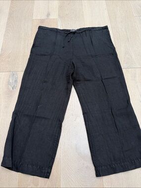 Black Drawstring Linen Pants